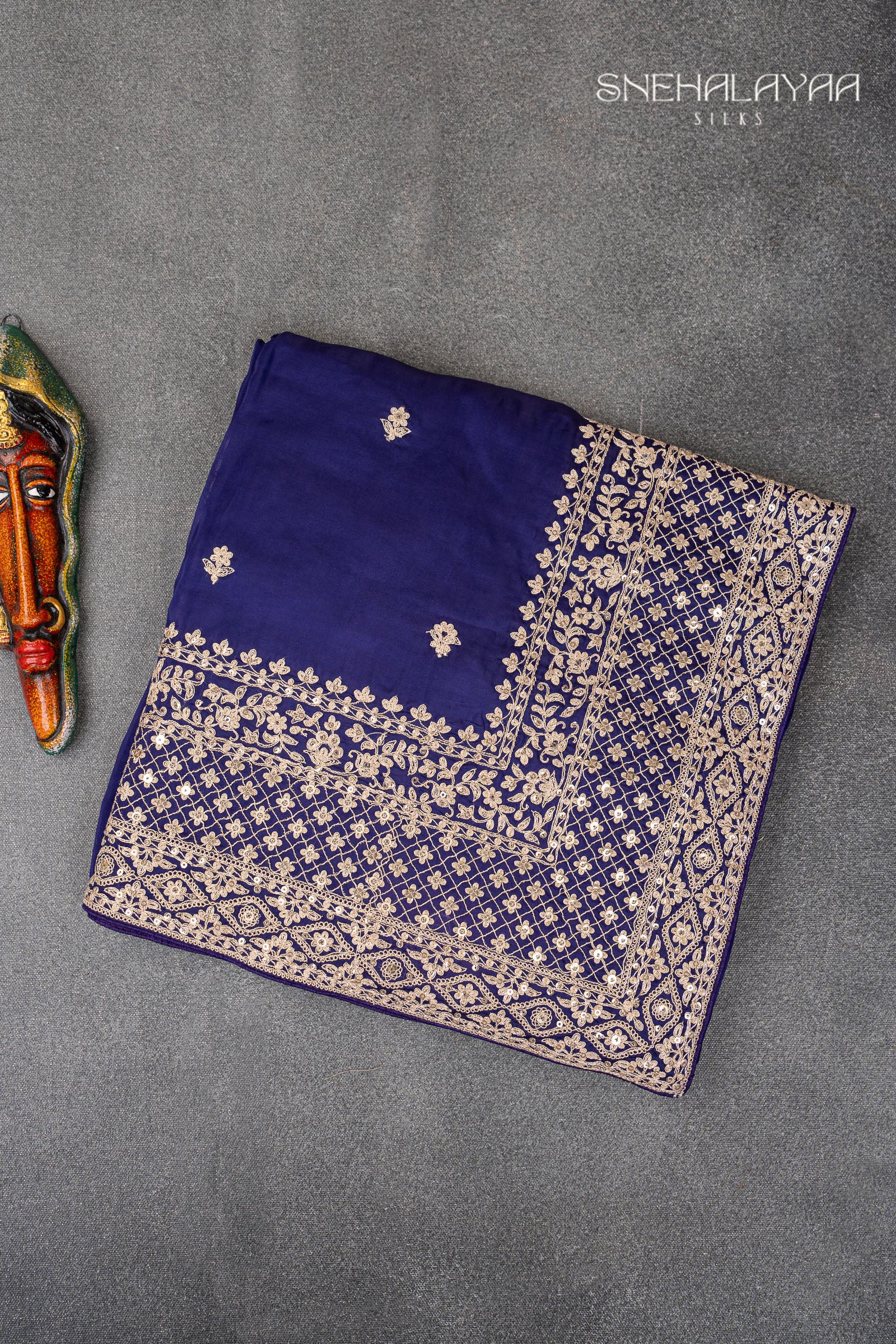 Indigo Blue Designer Saree